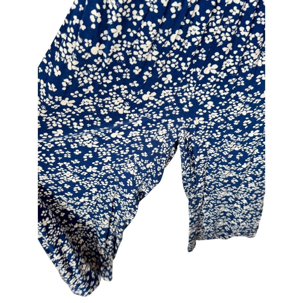 Aerie Blue Floral Wide Leg Cutout Jumpsuit Womens Medium Smocked Back Summer